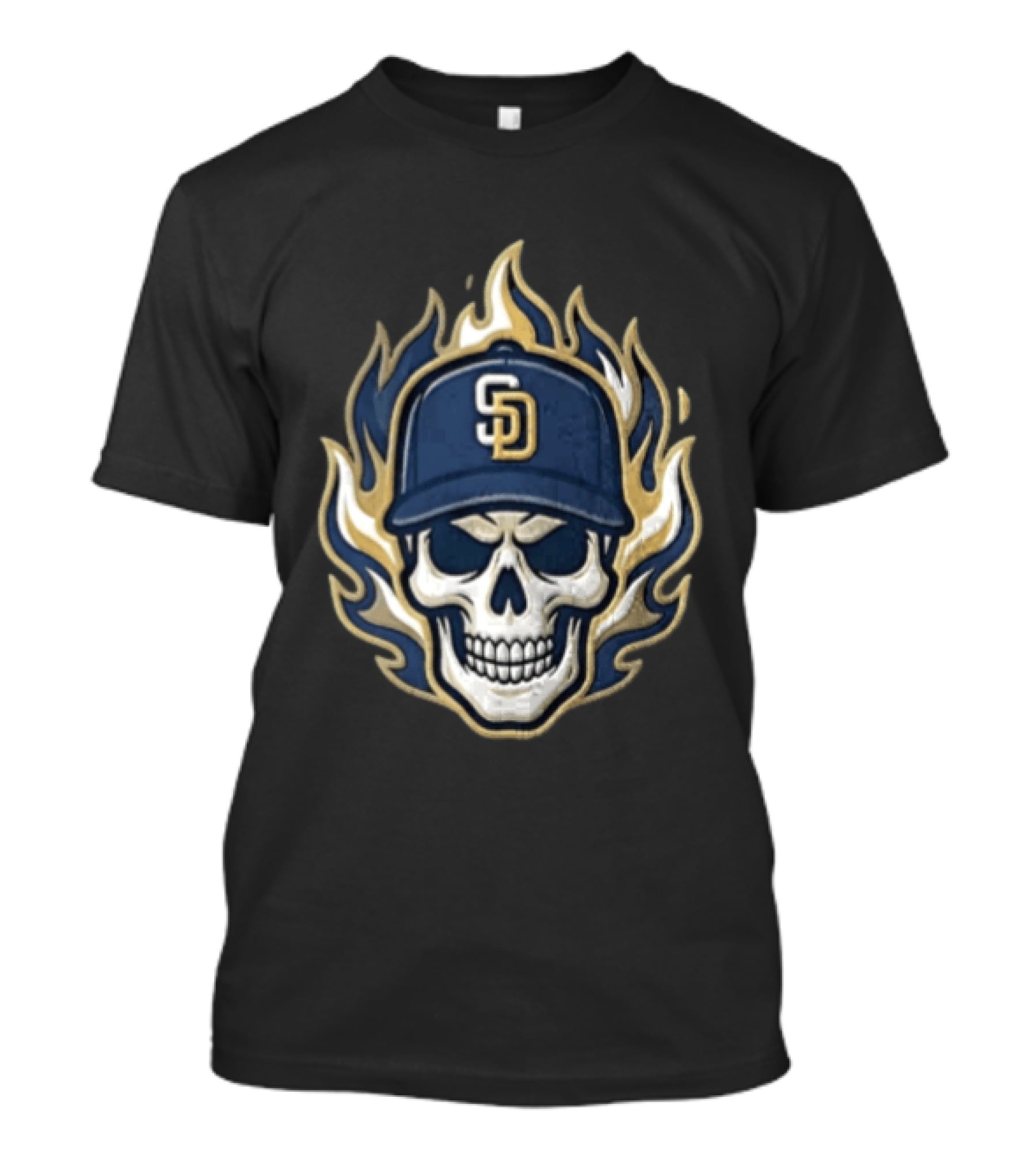 San Diego Padres Skull Cap Flames T-Shirt