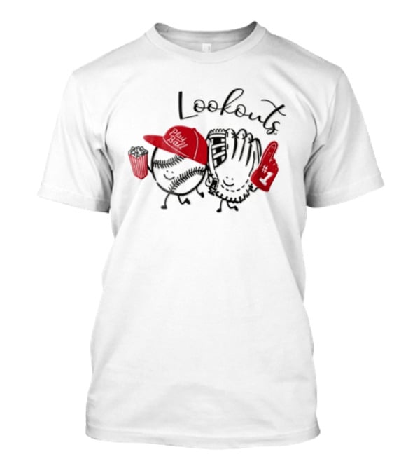 Chattanooga Lookouts Baseball Ball Glove Finger Play Ball T-Shirt