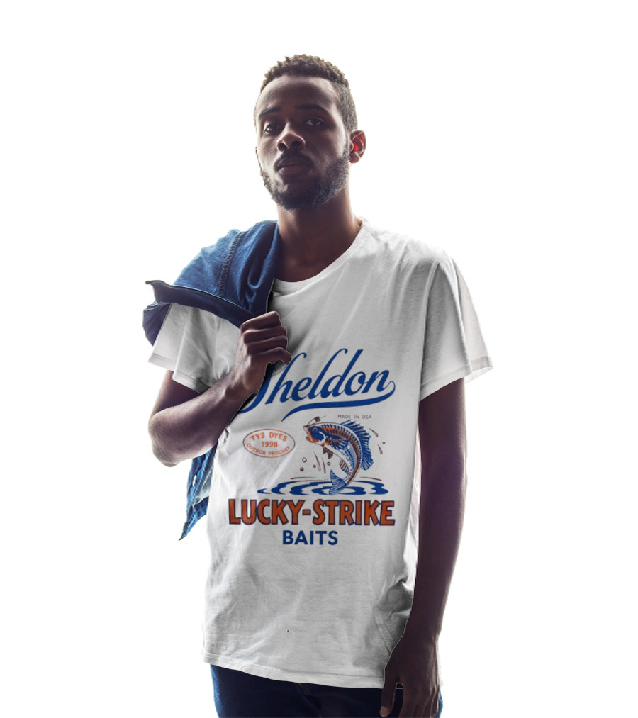 Sheldon Lucky Strike Baits Fishing Made In USA Bass Jumping Water T-Shirt