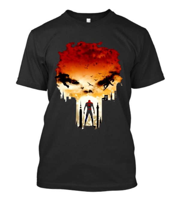 Spider Man Hulk Wolverine Marvel Superheroes Cityscape Action Scene T-Shirt