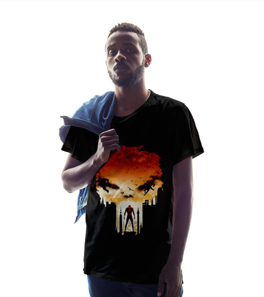 Spider Man Hulk Wolverine Marvel Superheroes Cityscape Action Scene T-Shirt
