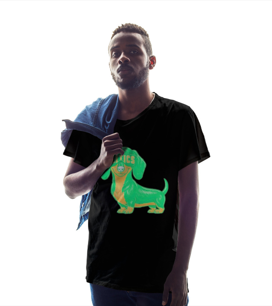 Boston Celtics Dachshund Cartoon Glasses T-Shirt