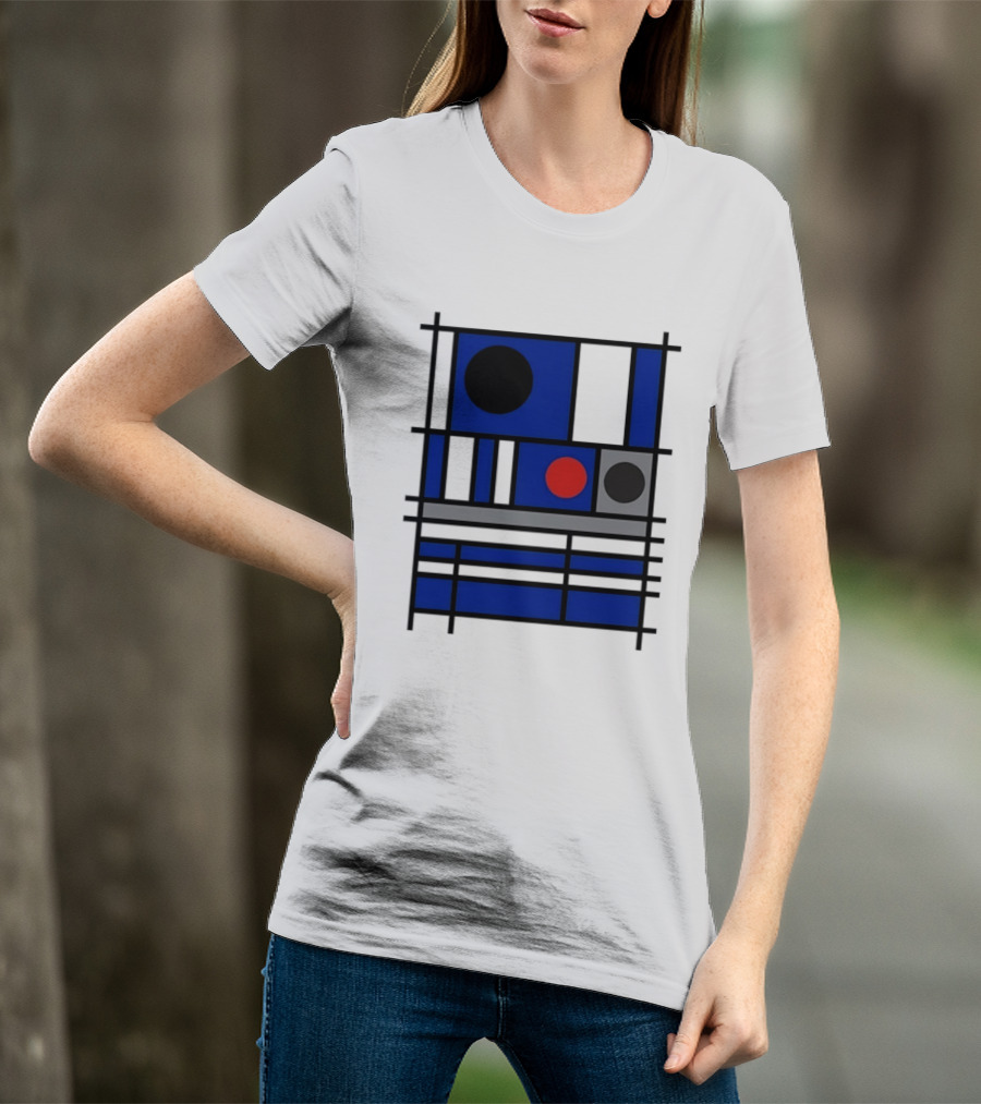 Geometric Shapes Blue Black Red Circles Squares Lines T-Shirt
