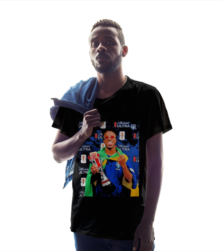 Vinicius Jr FIFA Trophy Celebration Brazil Flag Michelob Ultra T-Shirt
