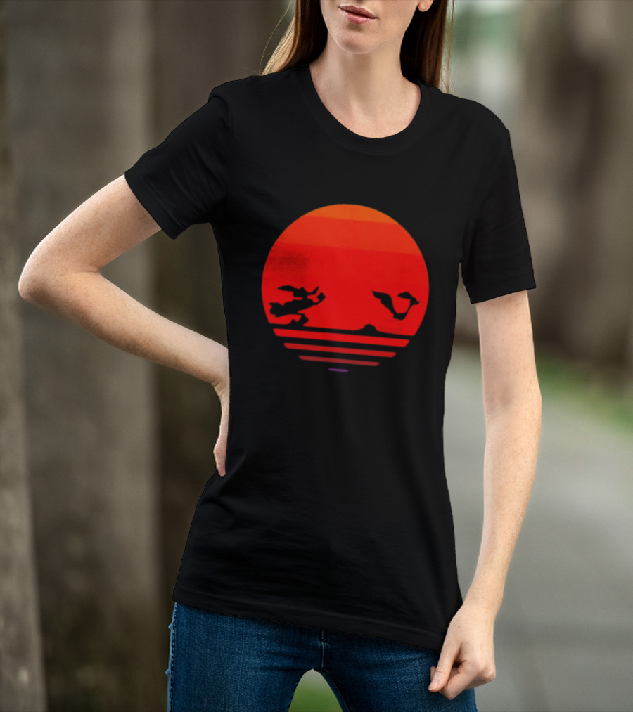 Wile E Coyote And Road Runner Sunset Chase T-Shirt