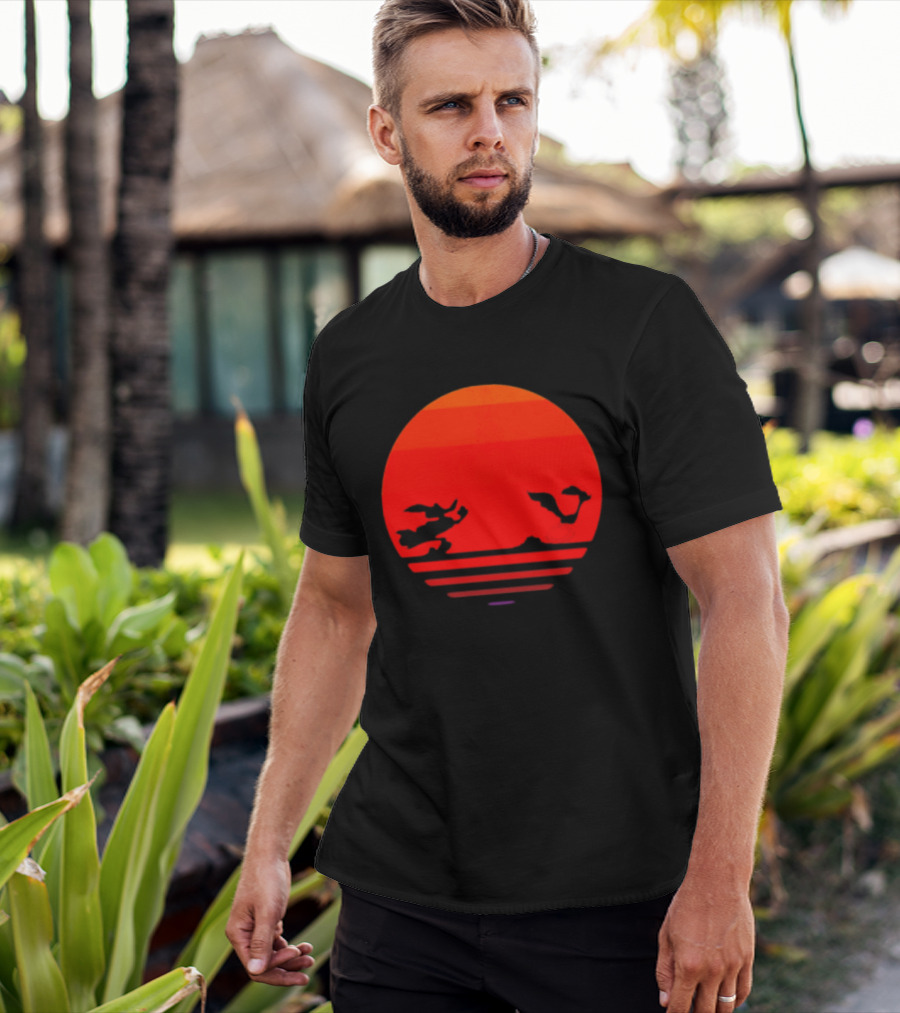 Wile E Coyote And Road Runner Sunset Chase T-Shirt