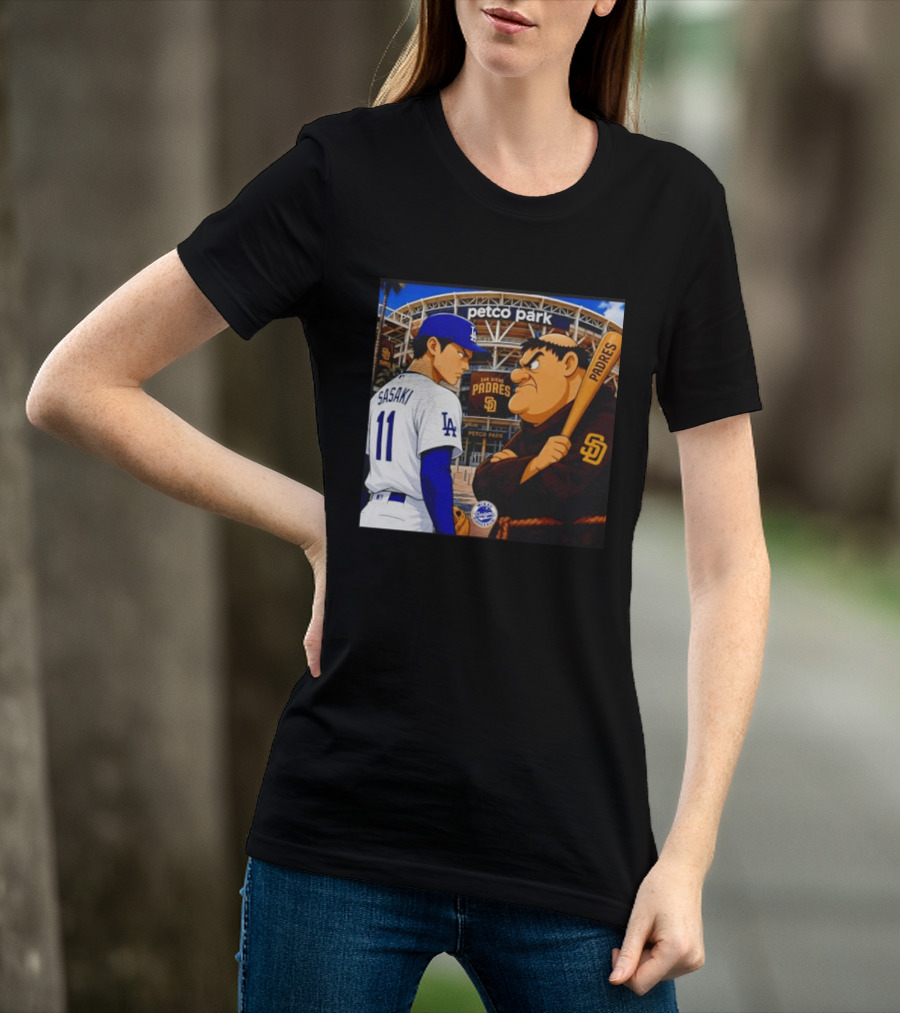 Petco Park Los Angeles Dodgers Sasaki San Diego Padres Anime Style Showdown T-Shirt