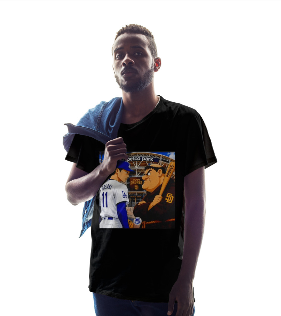 Petco Park Los Angeles Dodgers Sasaki San Diego Padres Anime Style Showdown T-Shirt