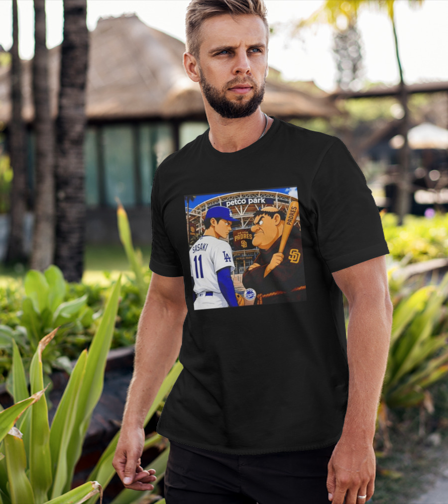 Petco Park Los Angeles Dodgers Sasaki San Diego Padres Anime Style Showdown T-Shirt