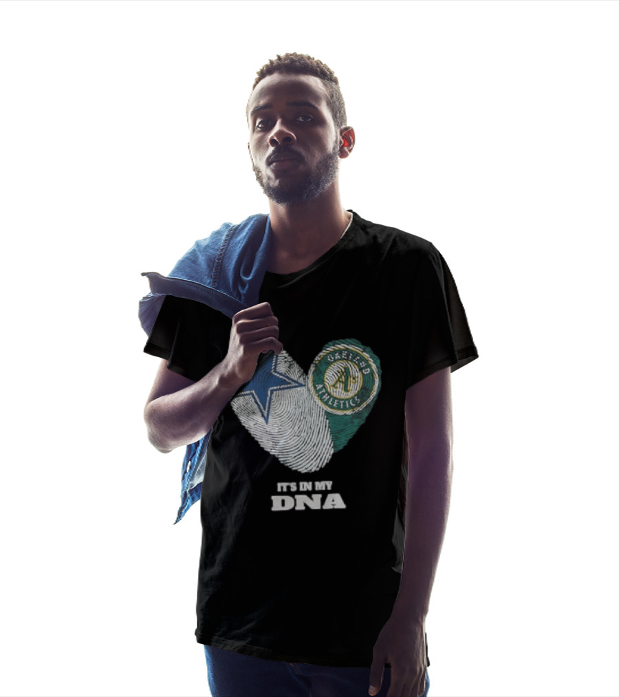 Dallas Cowboys Oakland Athletics It's In My DNA Heart Fingerprint T-Shirt