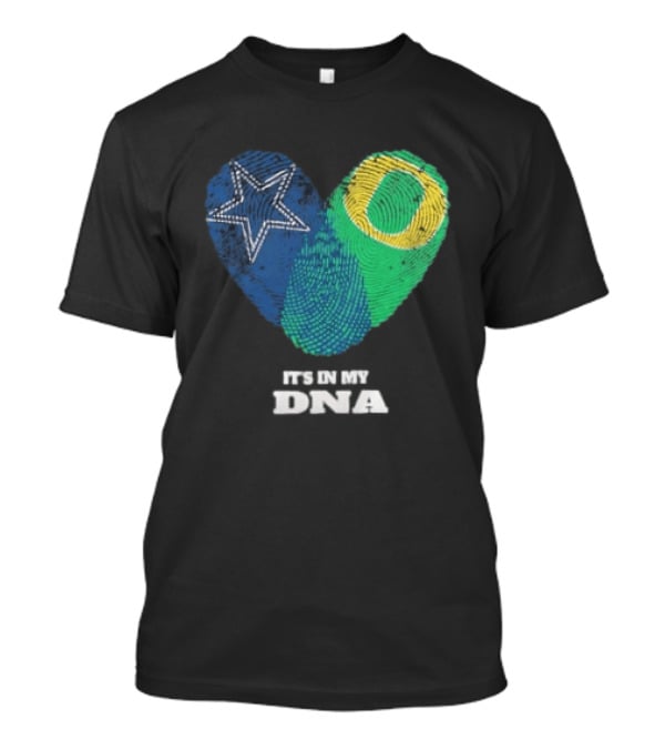 It's In My DNA Dallas Cowboys Oregon Ducks Heart Fingerprint T-Shirt