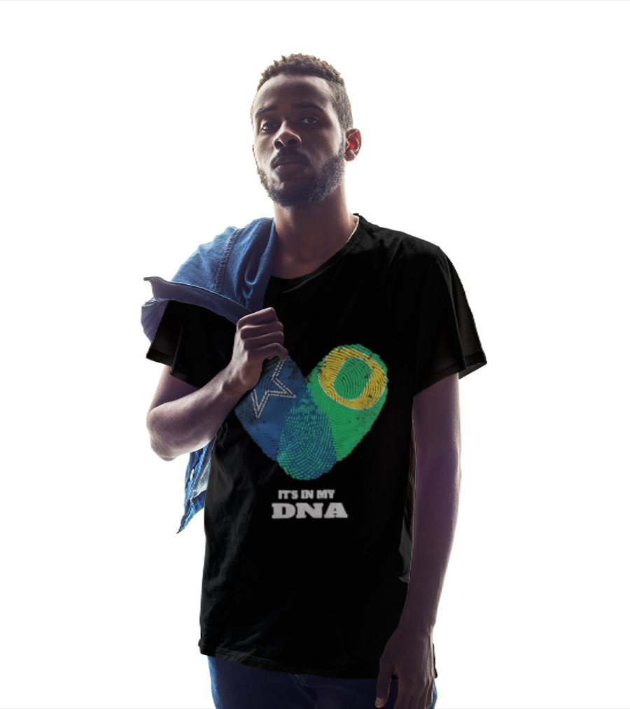 It's In My DNA Dallas Cowboys Oregon Ducks Heart Fingerprint T-Shirt
