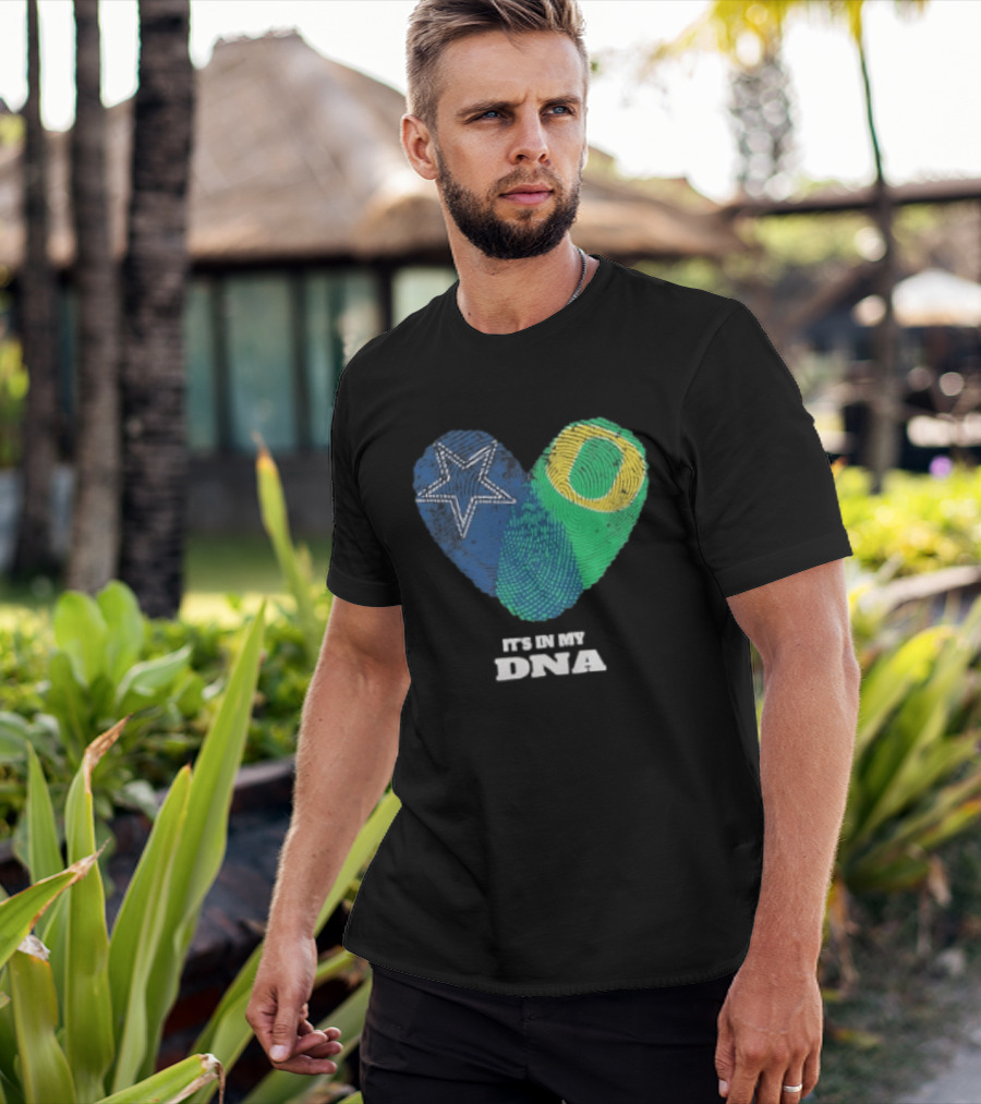 It's In My DNA Dallas Cowboys Oregon Ducks Heart Fingerprint T-Shirt