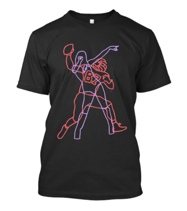 Kansas City Chiefs Cheerleader Football Player 87 Neon T-Shirt