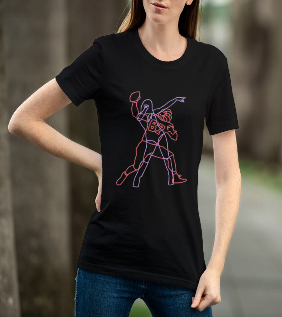 Kansas City Chiefs Cheerleader Football Player 87 Neon T-Shirt