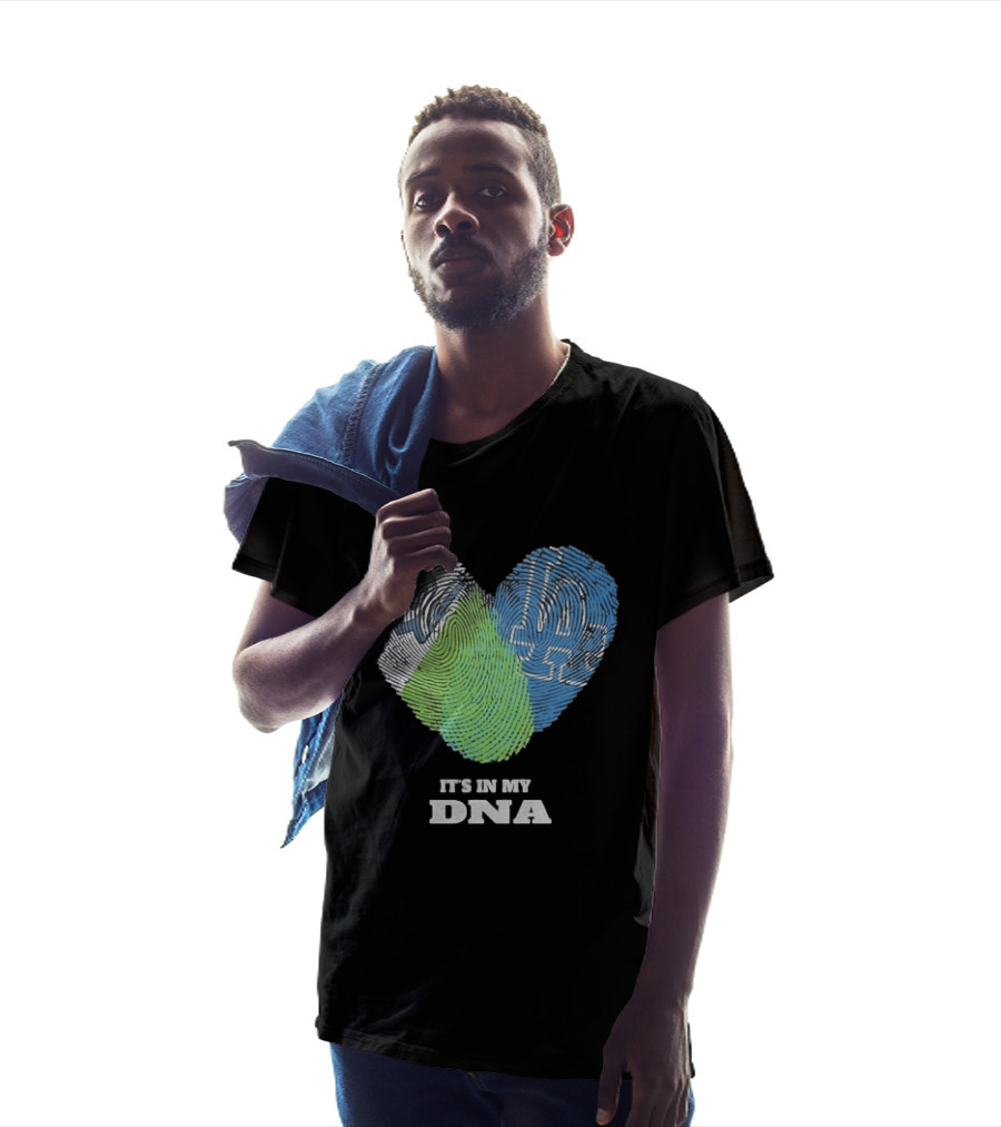It's In My DNA Seattle Seahawks Los Angeles Dodgers Fingerprint T-Shirt