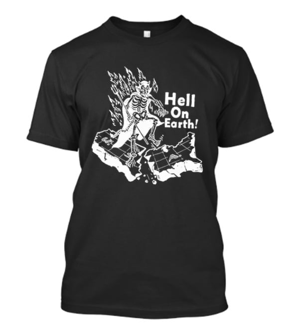 Hell On Earth Skeleton Devil In Flames With Trident T-Shirt