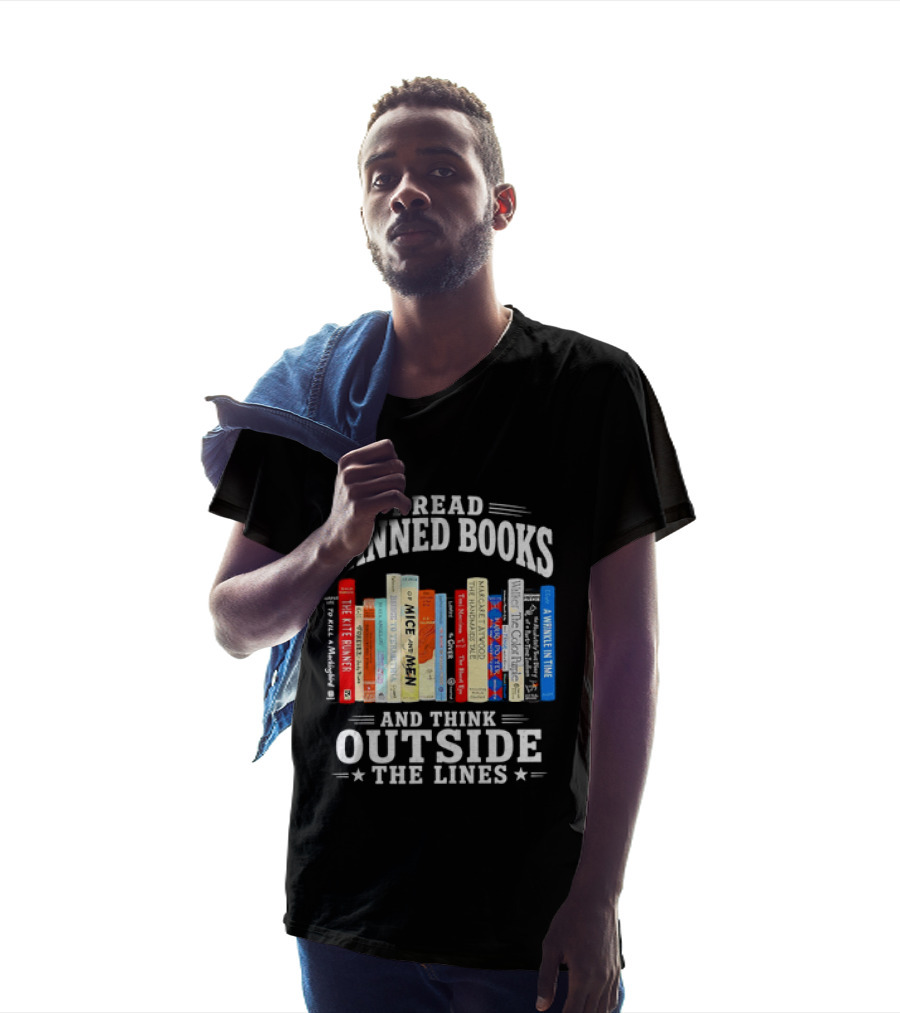 I Read Banned Books And Think Outside The Lines Book Titleshelves T-Shirt
