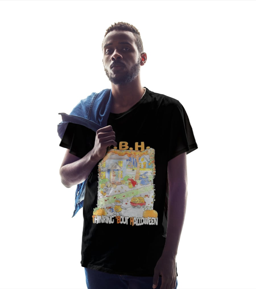 TBH Thinking 'Bout Halloween Animal Trick Or Treaters Fall Street Scene T-Shirt