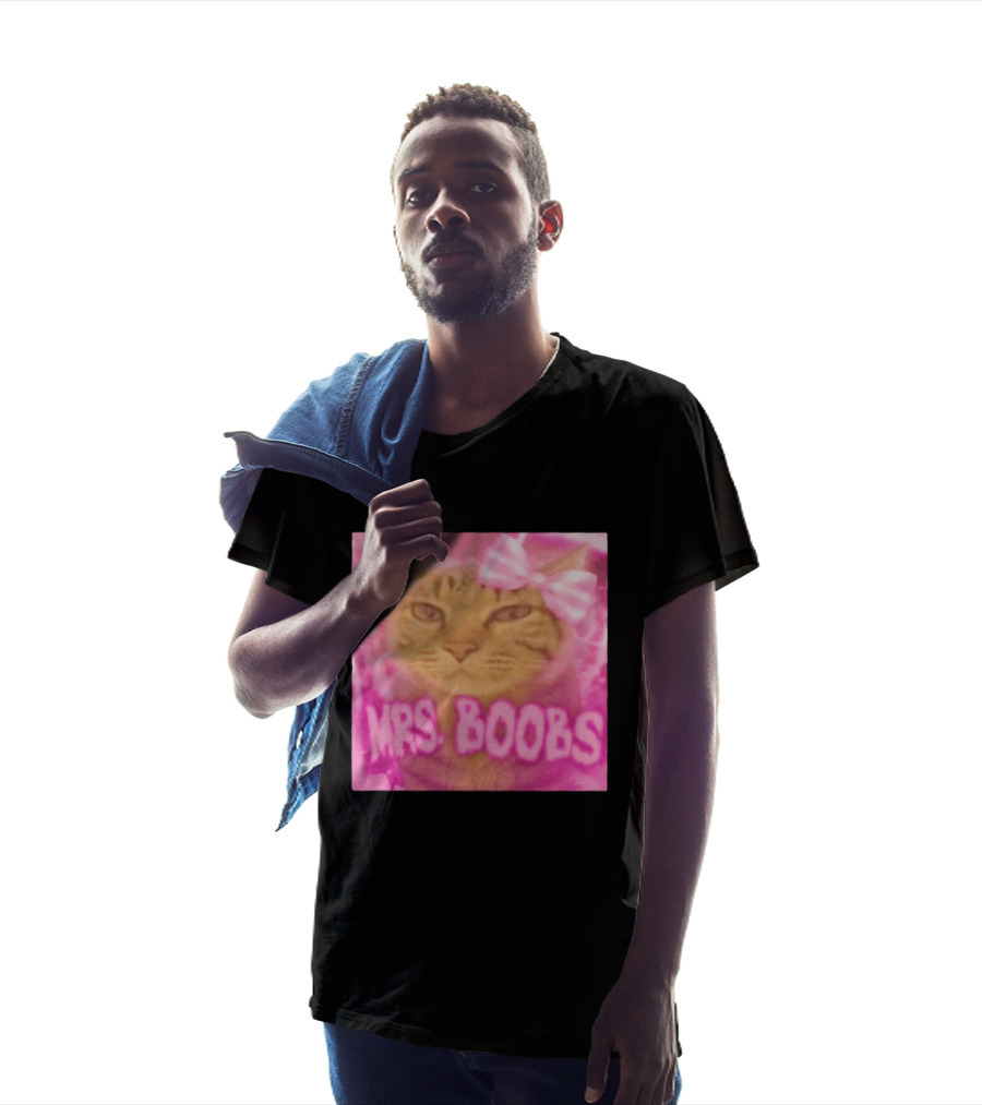 Mrs Boobs Cat Pink Aesthetic With Bow T-Shirt
