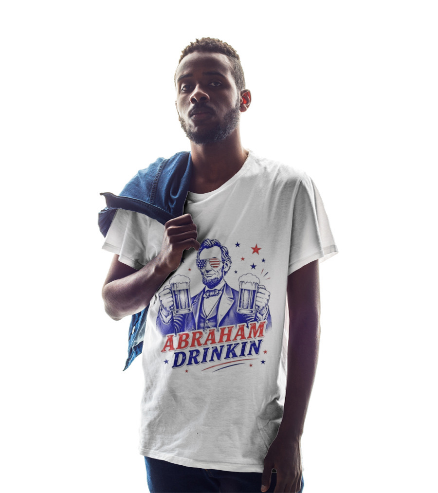 Abraham Drinkin Patriotic Beer Celebration With Stars And Sunglasses T-Shirt
