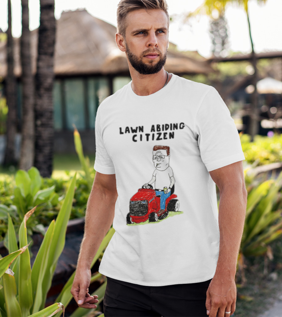 Lawn Abiding Citizen Hank Hill Cartoon Riding Mower Image T-Shirt