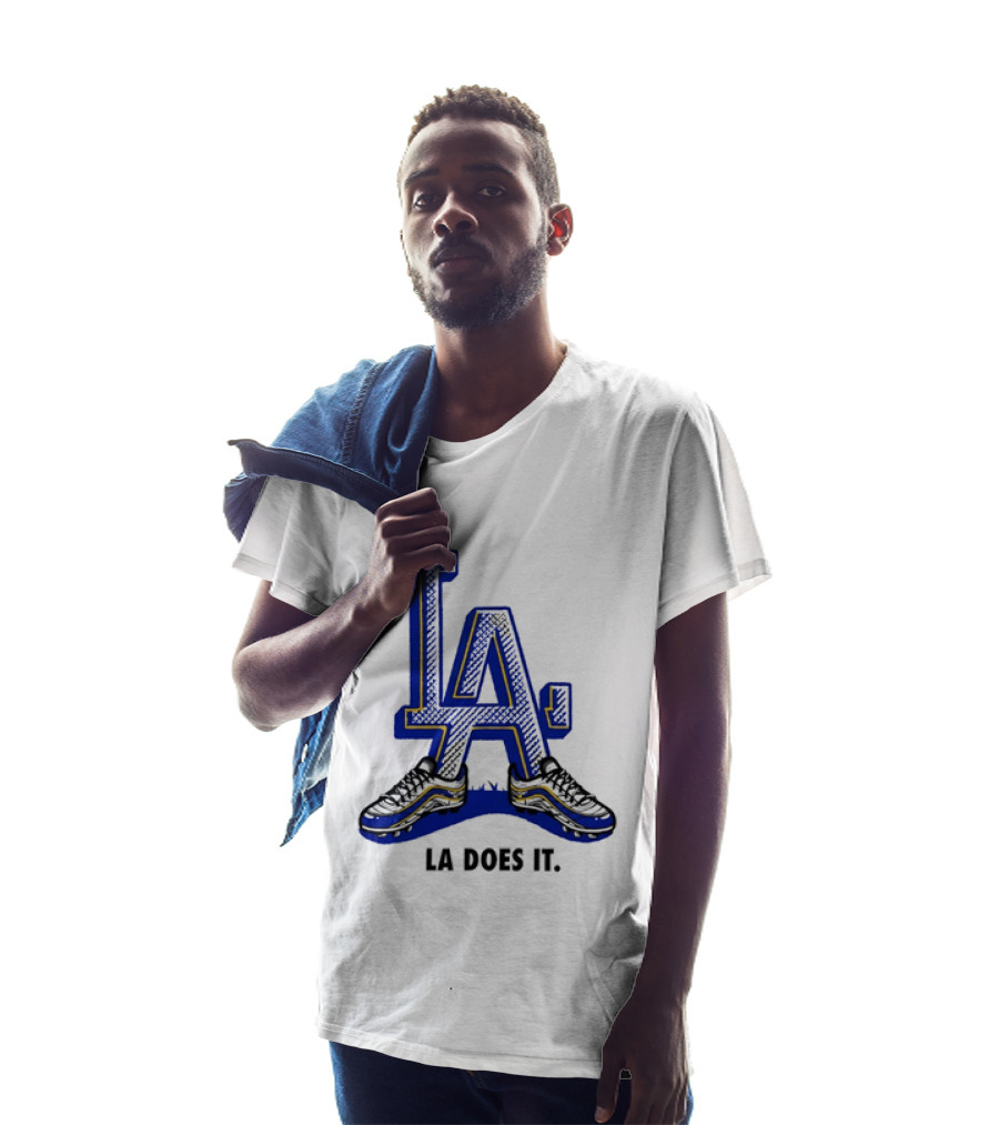 LA Dodgers LA Does It Baseball Footwear T-Shirt
