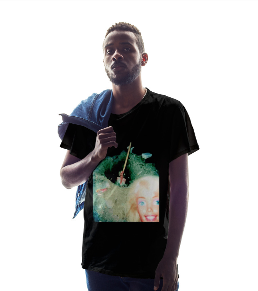 Barbie Doll Digging A Grave Shovel Surreal Scene T-Shirt