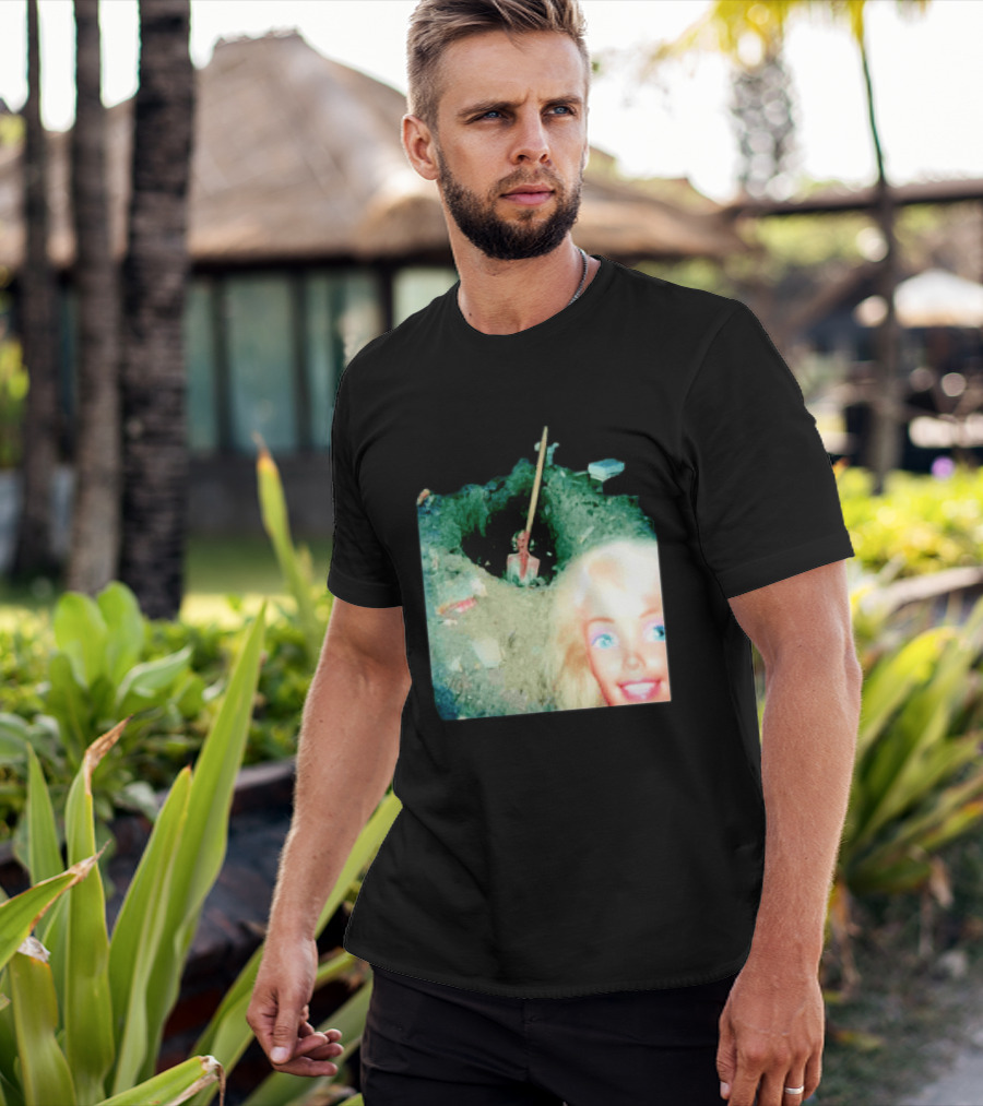 Barbie Doll Digging A Grave Shovel Surreal Scene T-Shirt