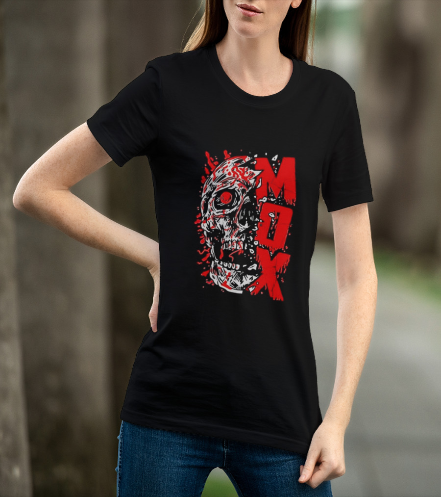 Creepy Zombie Skull MOX Red Splatter T-Shirt