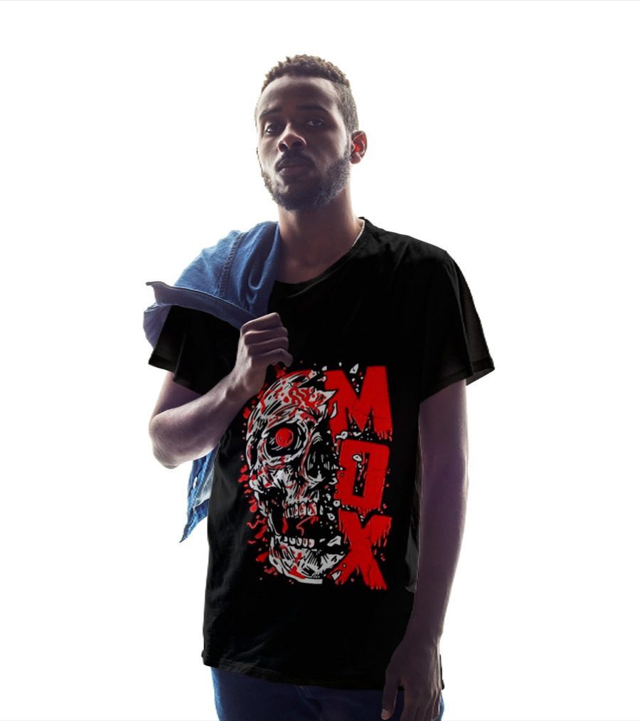 Creepy Zombie Skull MOX Red Splatter T-Shirt