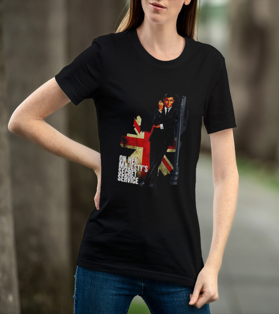 James Bond On Her Majesty's Secret Service British Flag Spy T-Shirt