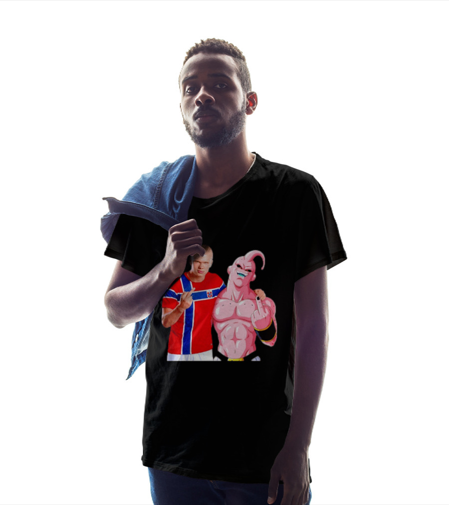 Erling Haaland Norway Majin Buu Middle Finger Cartoon Collaboration T-Shirt
