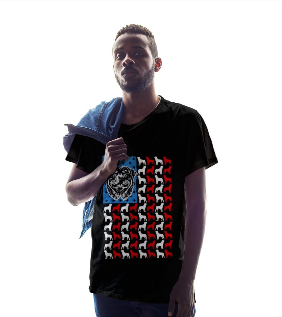 USA Flag Rottweiler Dog Stars Stripes Patriotic T-Shirt