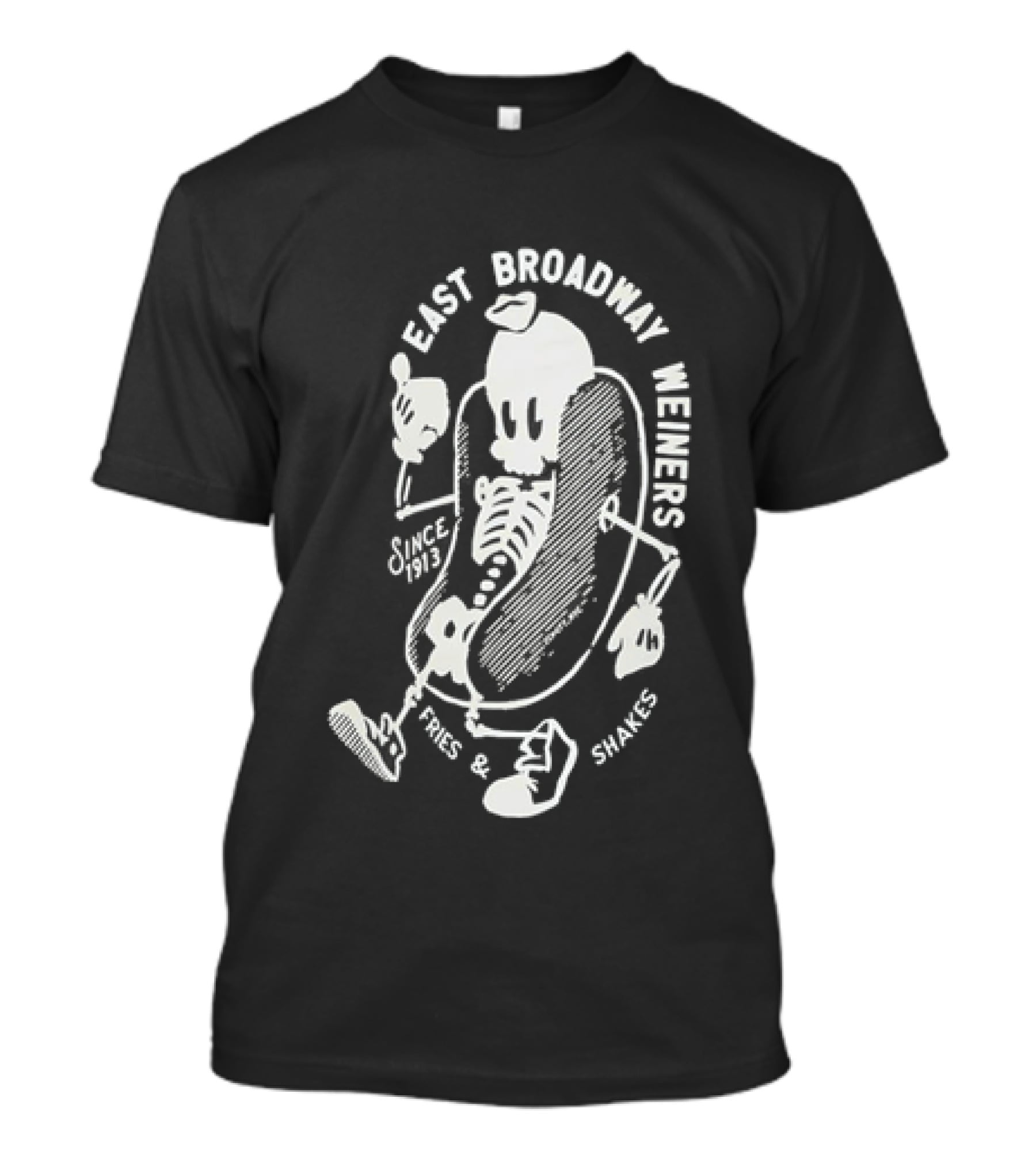 Since 1913 Skeleton Giving Thumbs Up East Broadway Weiners Fries Shakes T-Shirt