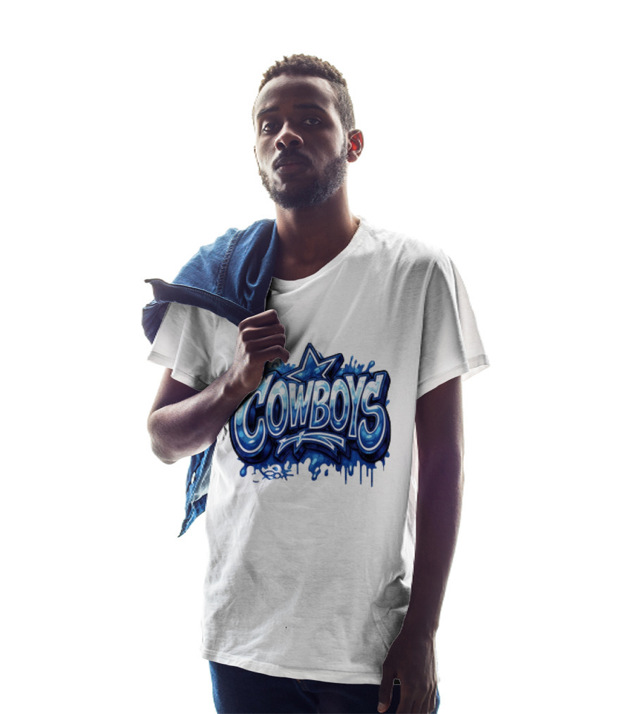 Dallas Cowboys Graffiti Style With Star And Blue Drips T-Shirt