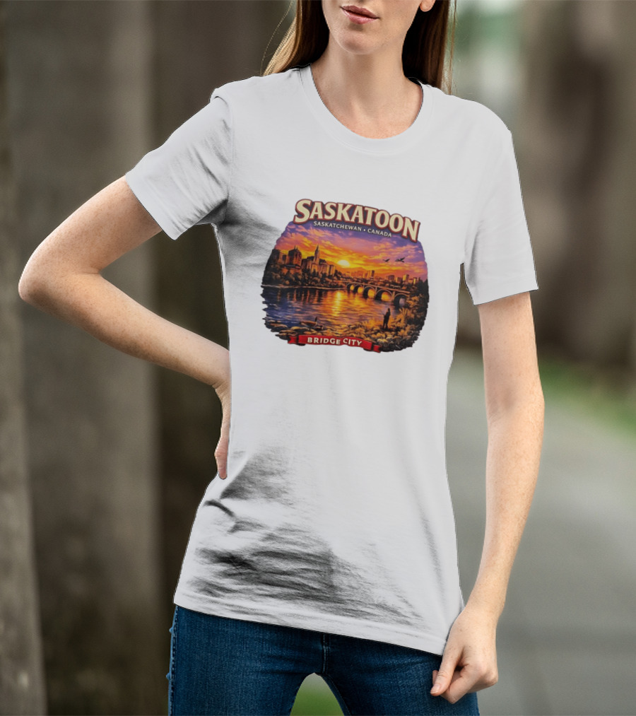 Saskatoon Saskatchewan Canada Sunset Bridge City T-Shirt
