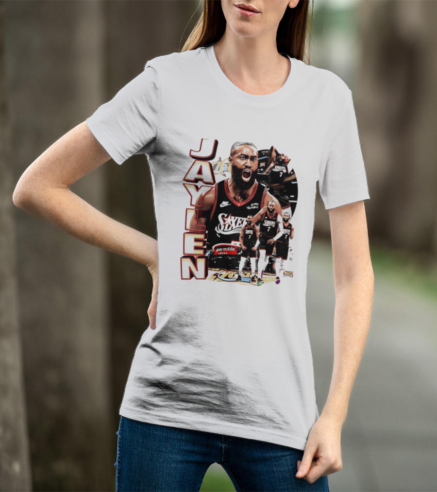 Jaylen Brown Nike 76ers Number 7 Bootleg Collage T-Shirt