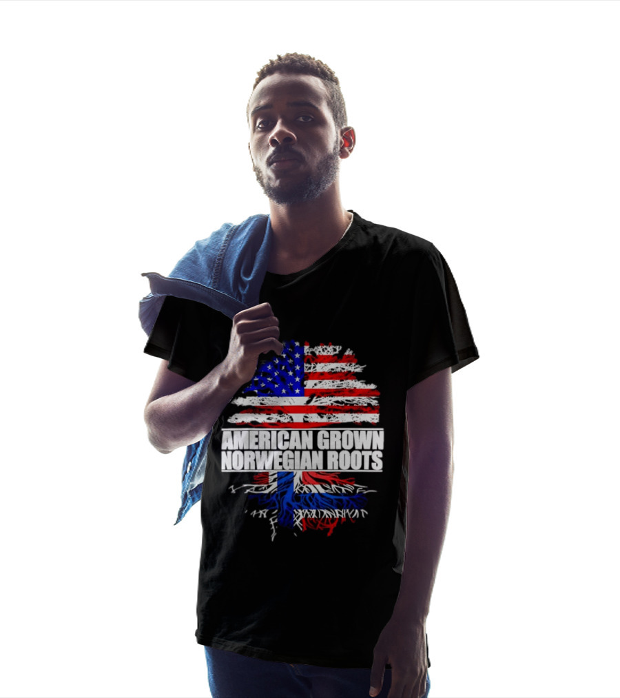 American Grown Norwegian Roots Flag Tree Heritage T-Shirt