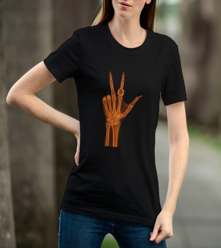 Jalen Brunson X Ray Peace Gesture With Championship Ring T-Shirt