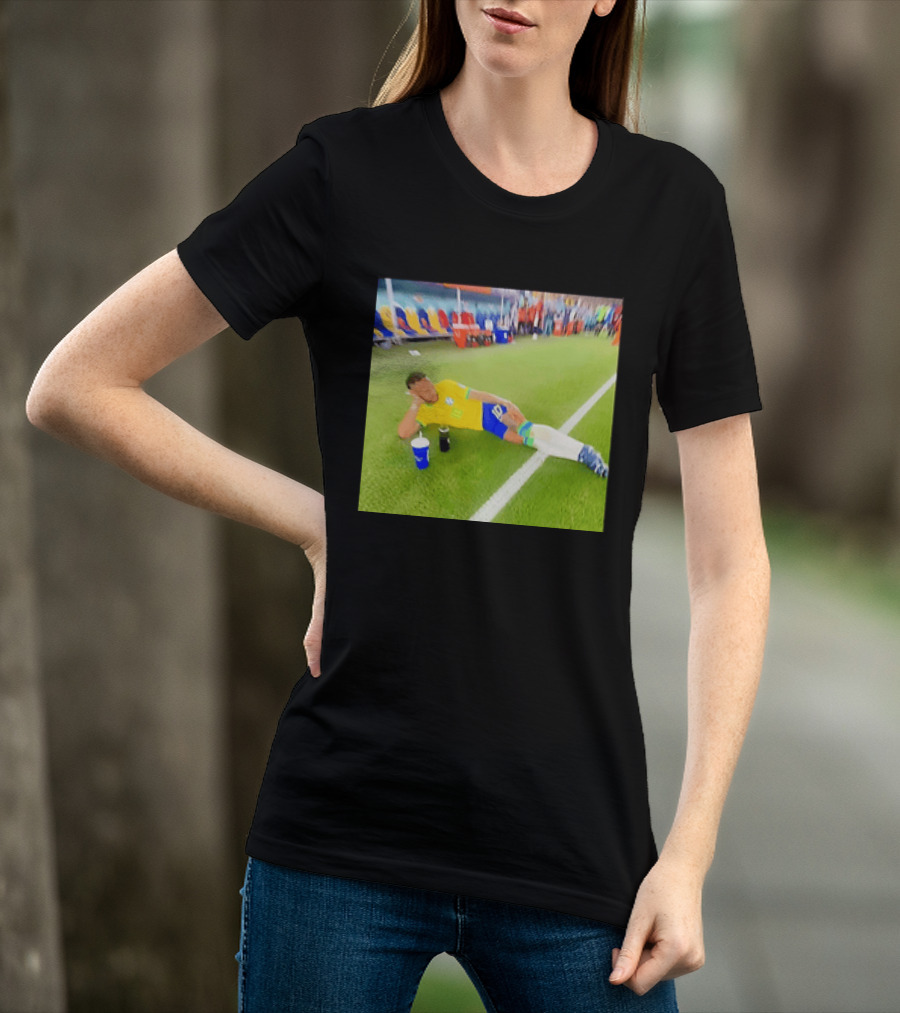 Neymar Jr Brazil Number 10 Relaxing Pitch Meme Iconic Soccer Moment T-Shirt