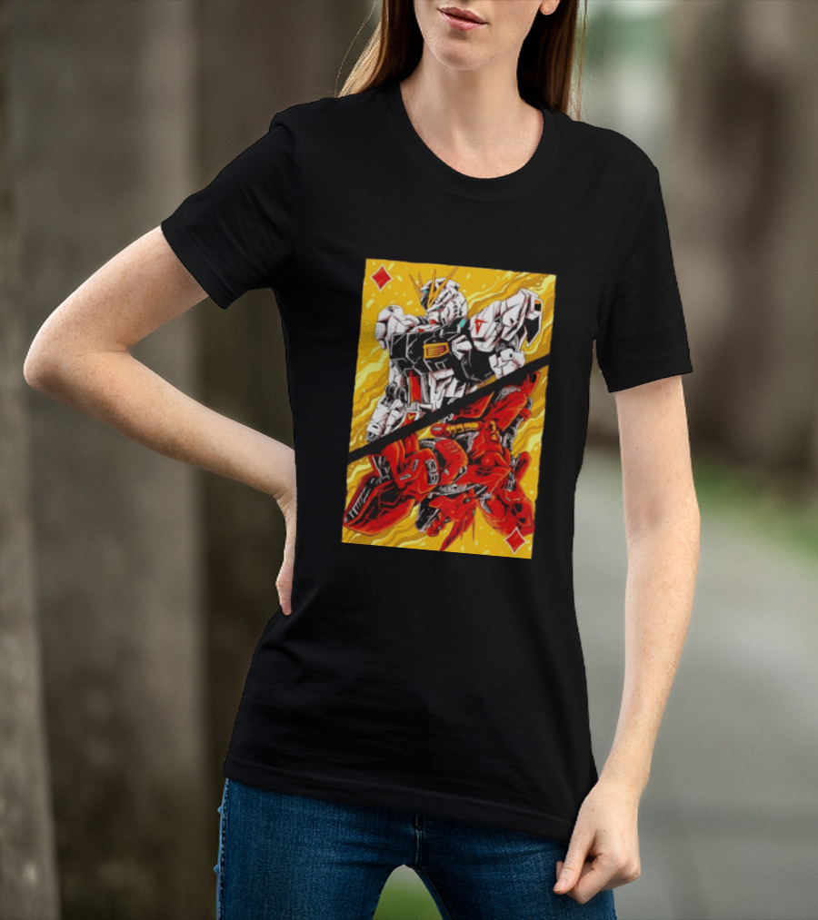 Nu Gundam Sazabi Mobile Suit Gundam Char's Counterattack Playing Card T-Shirt