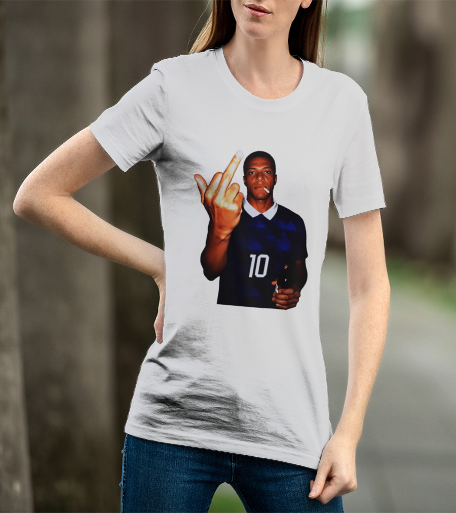 Kylian Mbappe Number 10 Edgy Gesture With Cigarette And Drink T-Shirt
