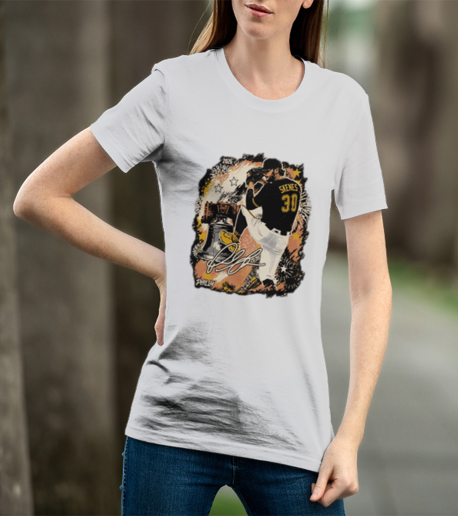 Pittsburgh Pirates Paul Skenes 30 MLB Players All Star Philly Collaboration Liberty Bell Fireworks T-Shirt