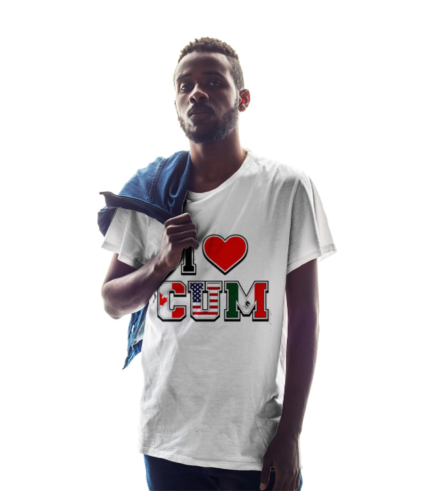 I Heart CUM Canada USA Mexico North American Union Flags T-Shirt