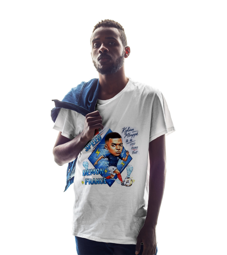 Kylian Mbappe Speed Demon France Future Rocket Fast Lightning Soccer Hero T-Shirt