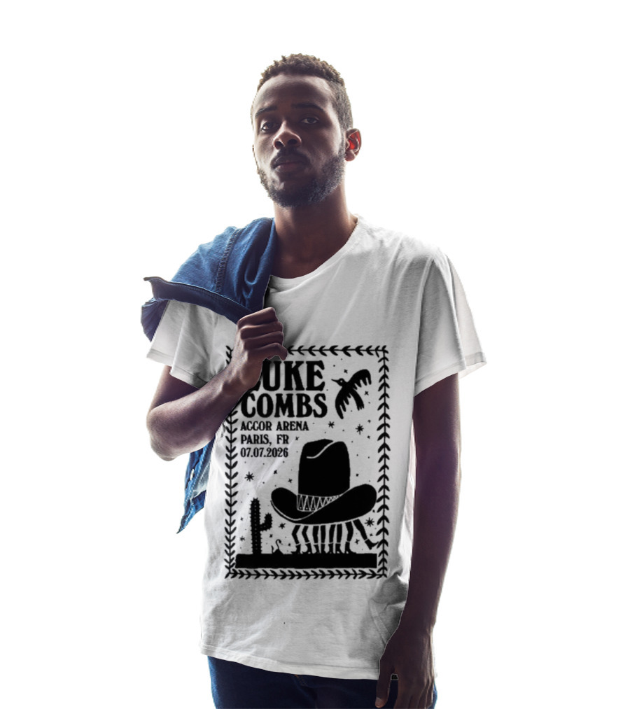 Luke Combs Paris Accor Arena July 07 2026 Western Theme Cowboy Hat Desert Cactus T-Shirt