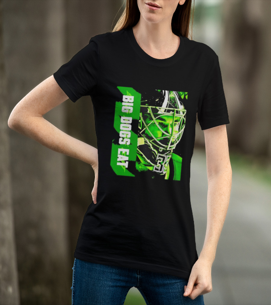 Big Dogs Eat Hockey Goalie 33 Green Masked Player T-Shirt