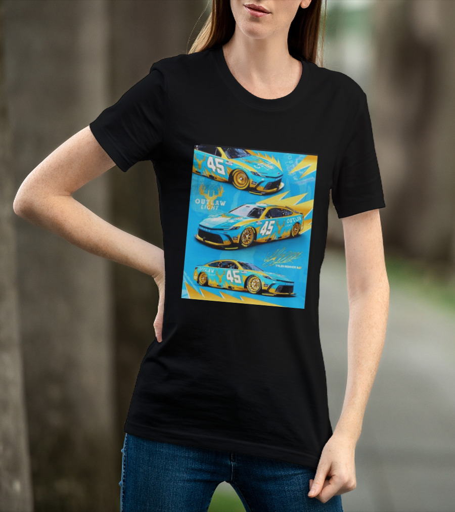 Tyler Reddick 45 Outlaw Light NASCAR Cup Series Toyota Camry Racing Car T-Shirt