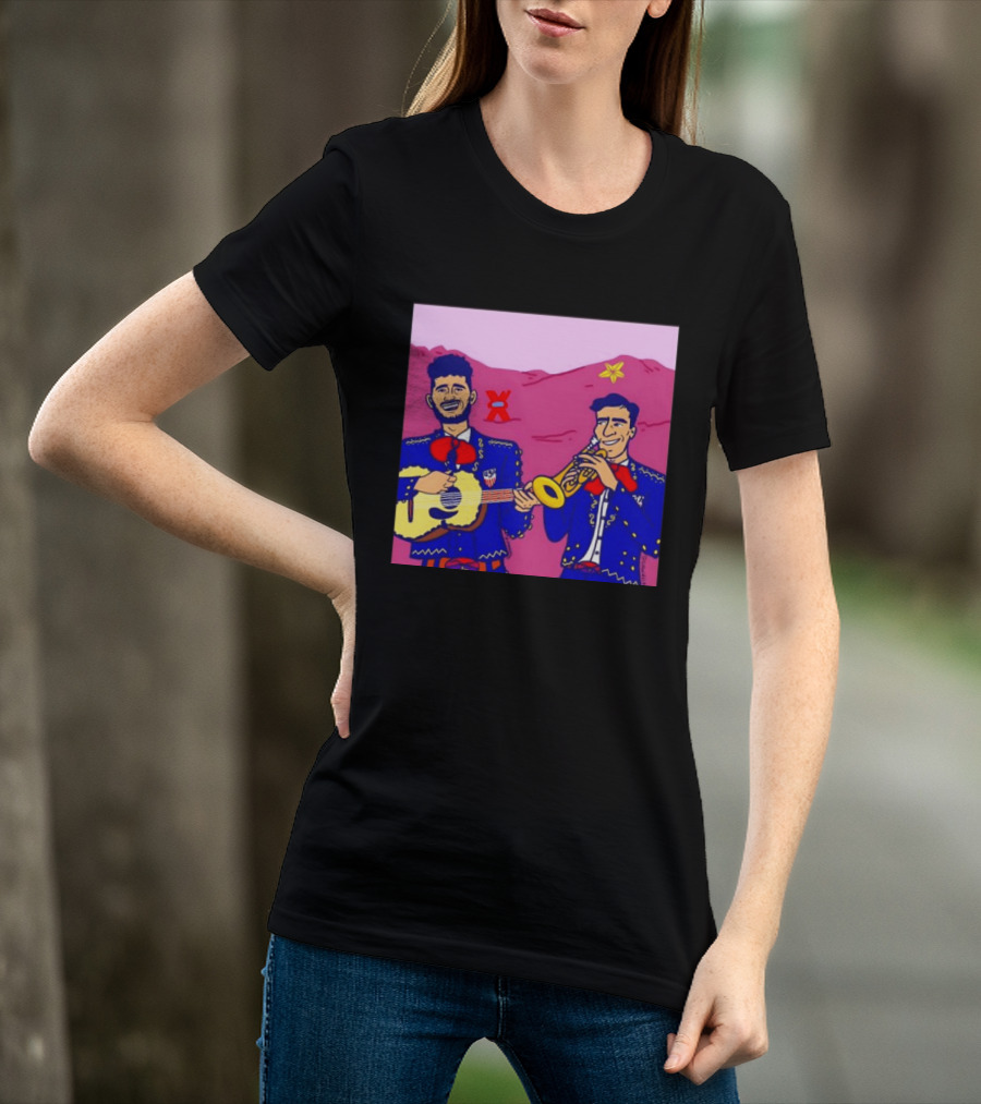 USA Mariachi Musicians Mexican Culture Guitar Trumpet Stars Mountains T-Shirt